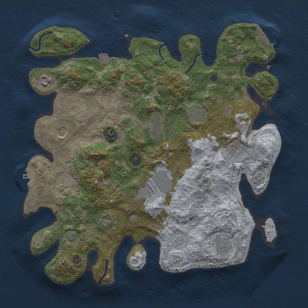 Rust Map: Procedural Map, Size: 3750, Seed: 422130, 18 Monuments