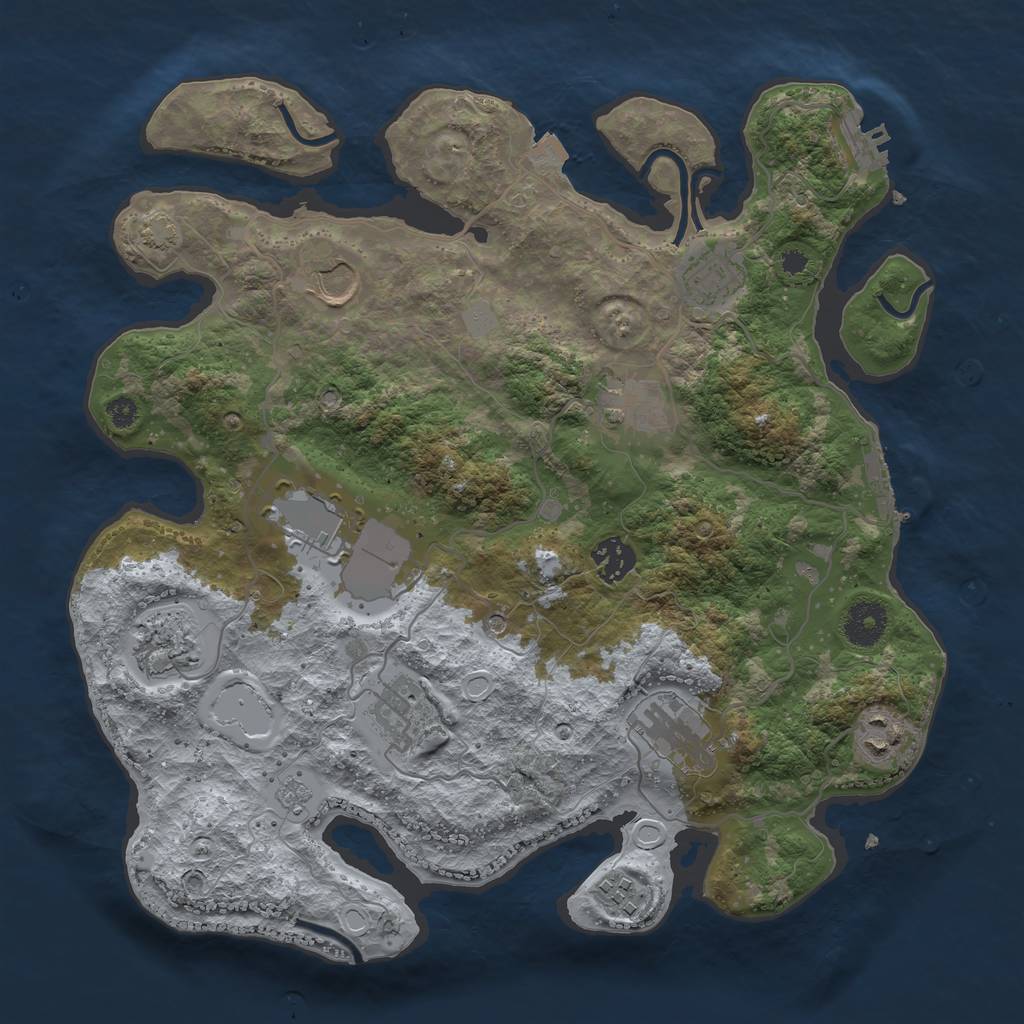 Rust Map: Procedural Map, Size: 3500, Seed: 2019836229, 18 Monuments