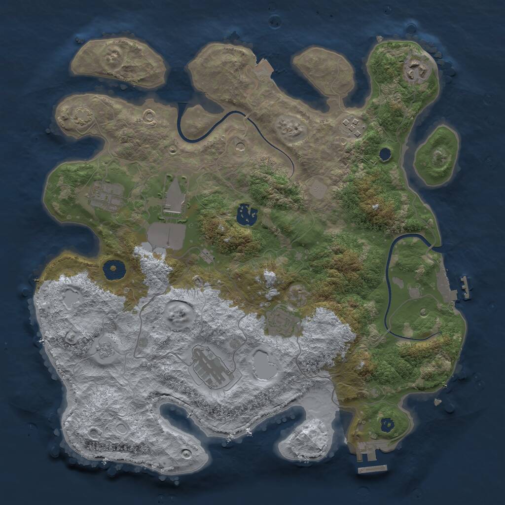 Rust Map: Procedural Map, Size: 3500, Seed: 2019836229, 13 Monuments