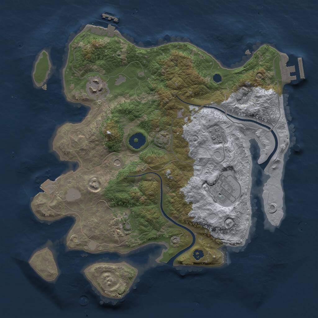 Rust Map: Procedural Map, Size: 3000, Seed: 44588, 9 Monuments