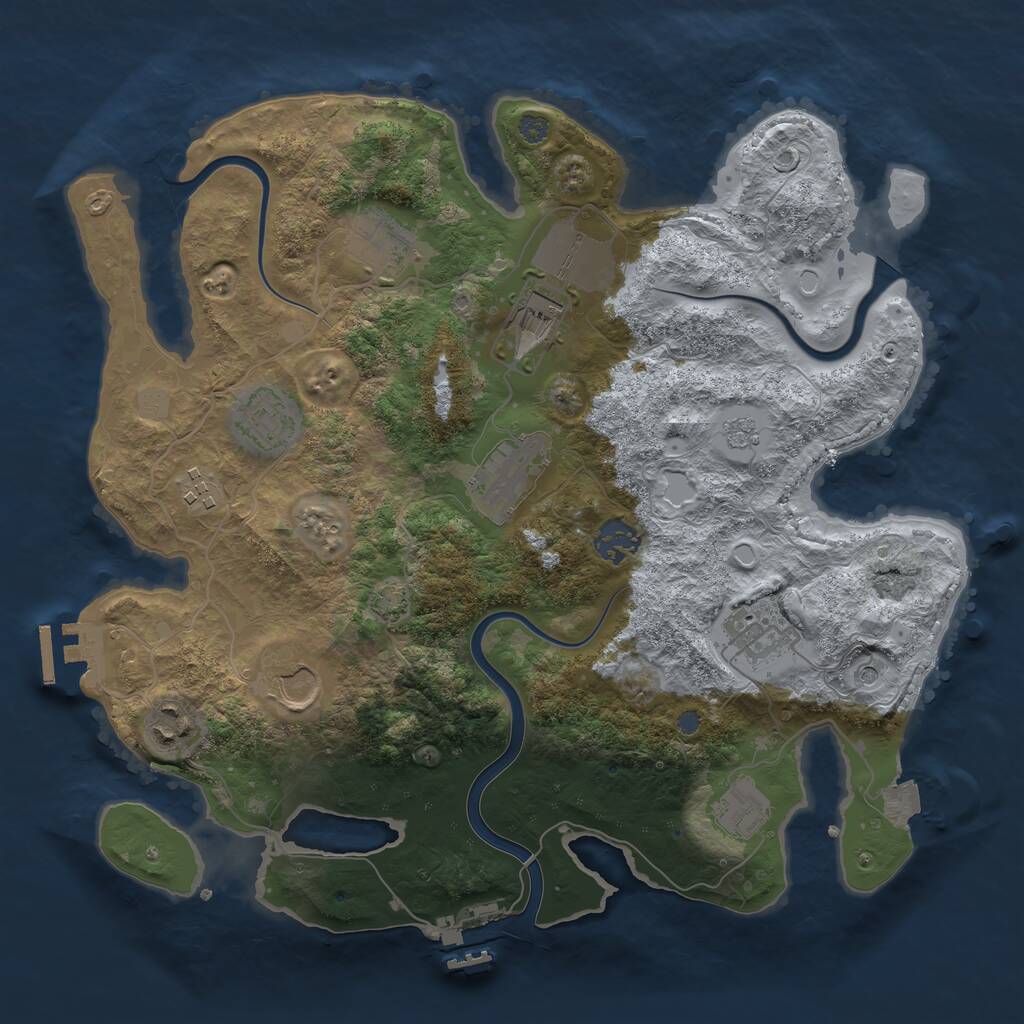 Rust Map: Procedural Map, Size: 3500, Seed: 125319155, 17 Monuments