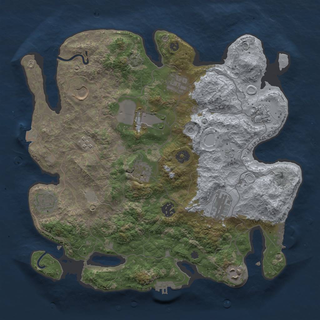 Rust Map: Procedural Map, Size: 3500, Seed: 125319155, 18 Monuments