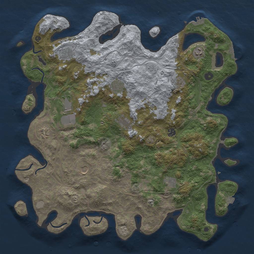 Rust Map: Procedural Map, Size: 4500, Seed: 1999215875, 19 Monuments