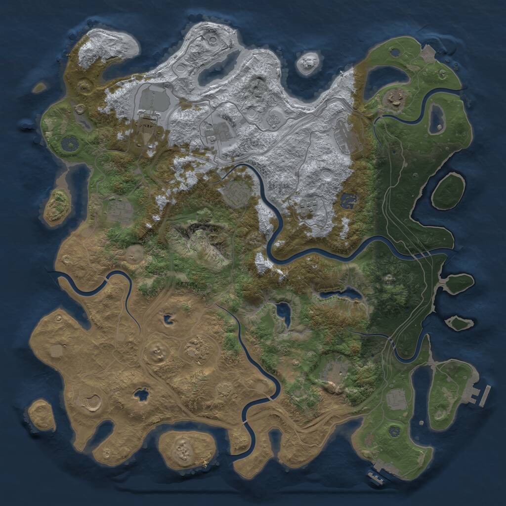 Rust Map: Procedural Map, Size: 4500, Seed: 1999215875, 19 Monuments