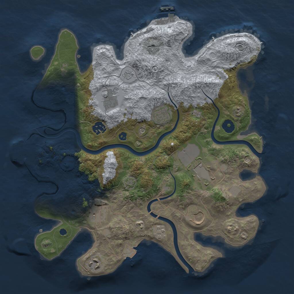 Rust Map: Procedural Map, Size: 3500, Seed: 5815166, 14 Monuments