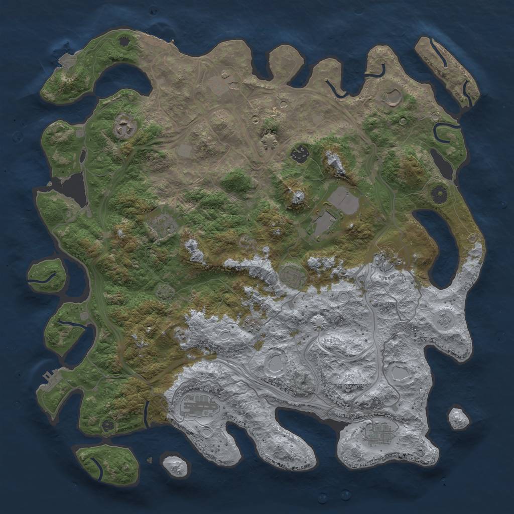 Rust Map: Procedural Map, Size: 4500, Seed: 449240757, 19 Monuments