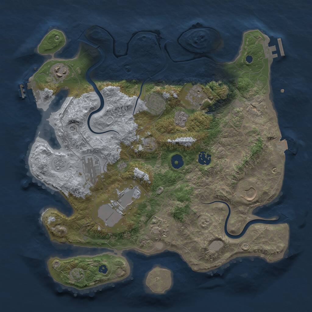 Rust Map: Procedural Map, Size: 3500, Seed: 1274579129, 15 Monuments