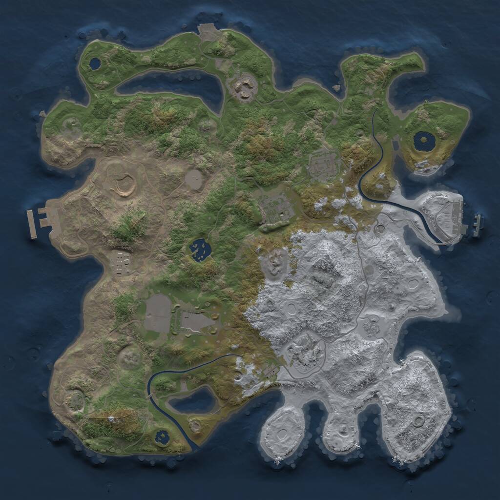 Rust Map: Procedural Map, Size: 3500, Seed: 1521855650, 14 Monuments