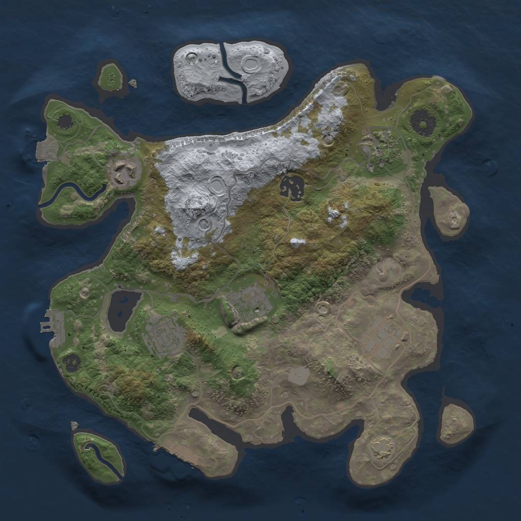 Rust Map: Procedural Map, Size: 3000, Seed: 25109373, 13 Monuments