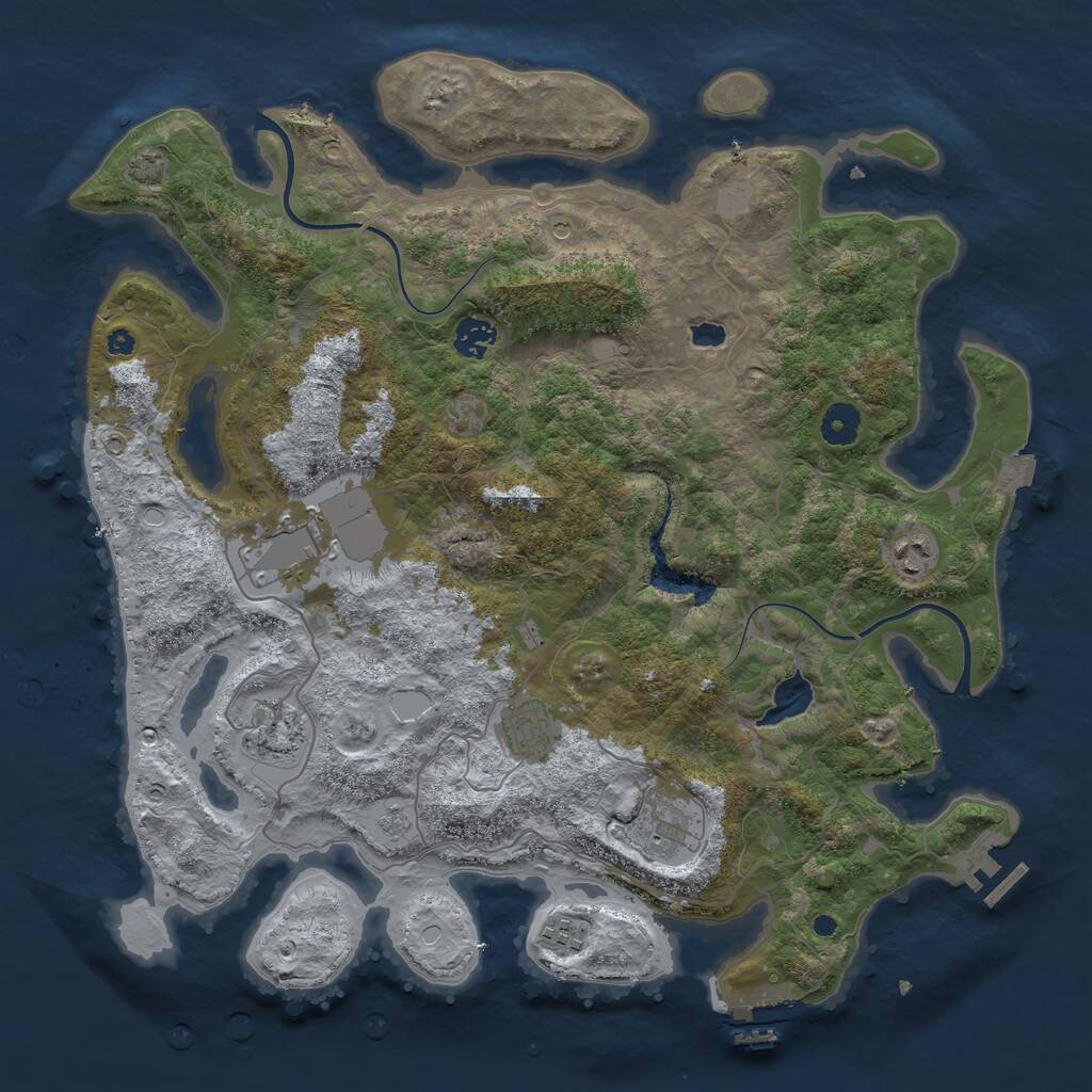 Rust Map: Procedural Map, Size: 4000, Seed: 1995374549, 13 Monuments