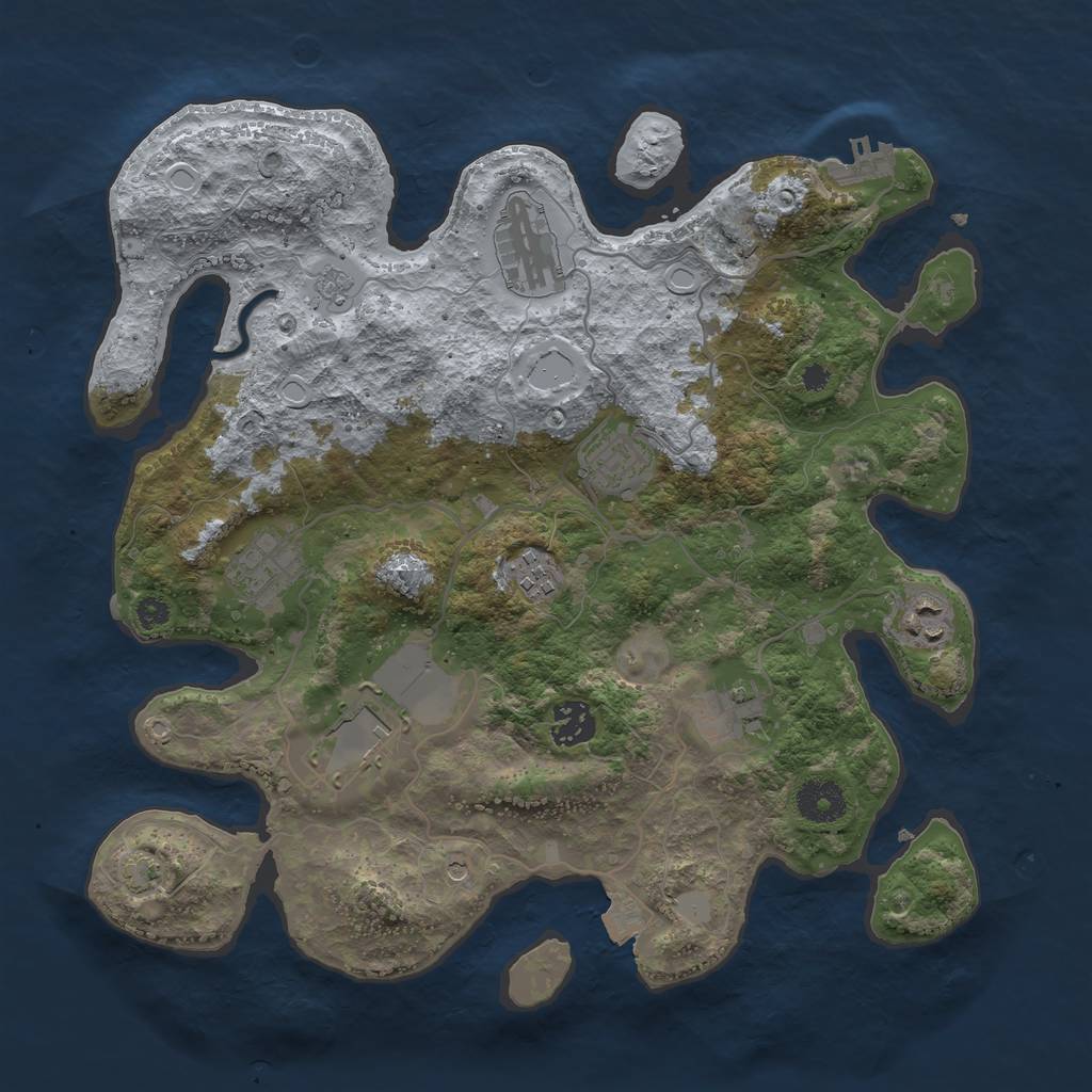 Rust Map: Procedural Map, Size: 3500, Seed: 734766491, 15 Monuments