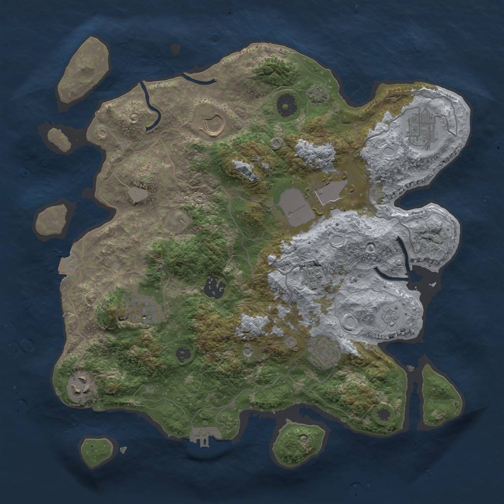 Rust Map: Procedural Map, Size: 3500, Seed: 1753686806, 15 Monuments