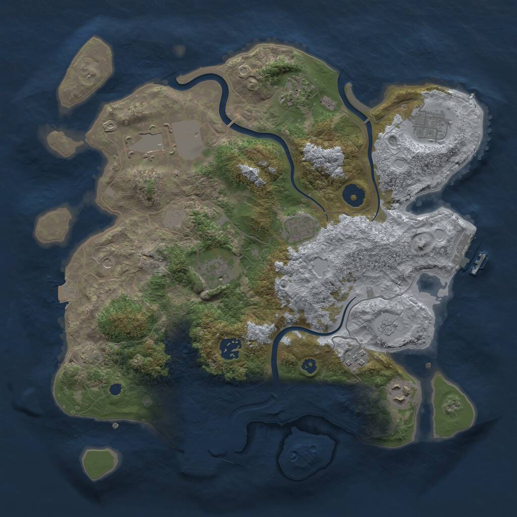 Rust Map: Procedural Map, Size: 3500, Seed: 1753686806, 14 Monuments