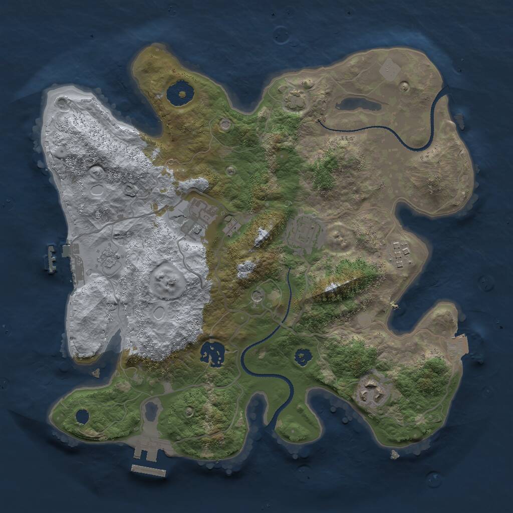 Rust Map: Procedural Map, Size: 3000, Seed: 752636883, 11 Monuments