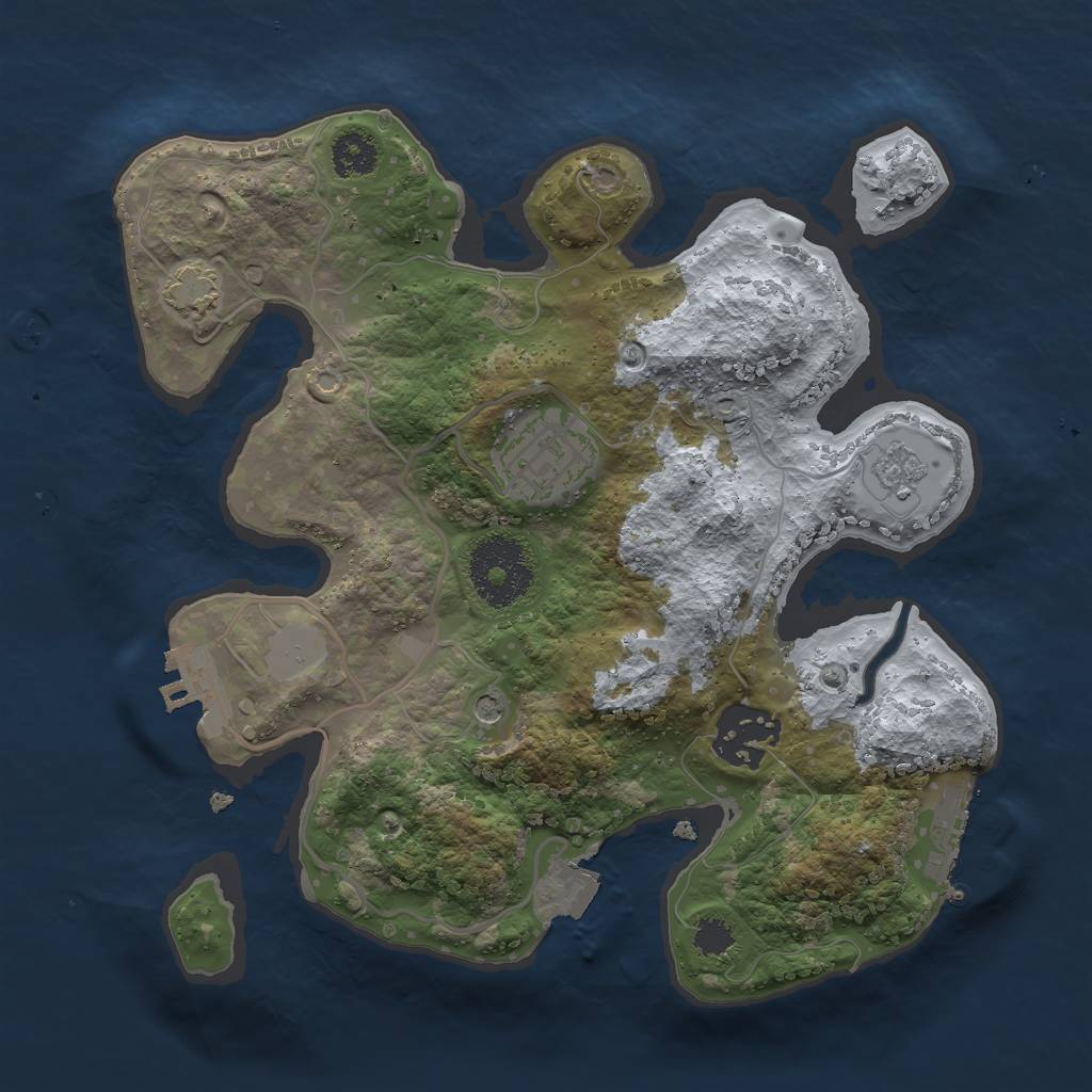 Rust Map: Procedural Map, Size: 2500, Seed: 74392459, 10 Monuments