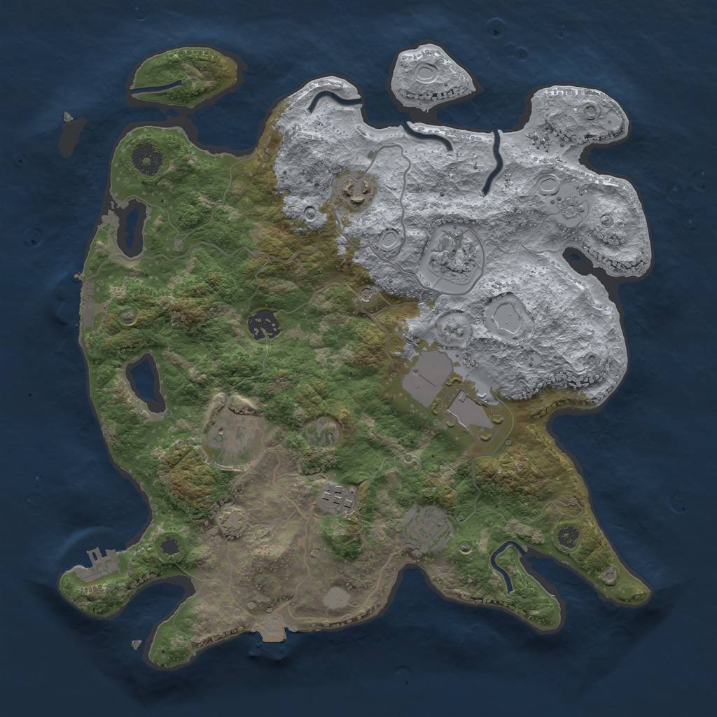 Rust Map: Procedural Map, Size: 3500, Seed: 575508758, 15 Monuments