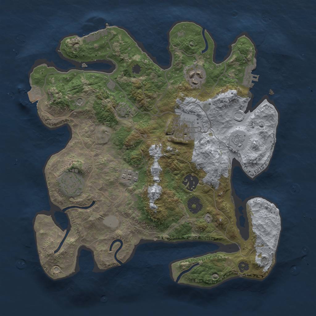 Rust Map: Procedural Map, Size: 3000, Seed: 247636856, 13 Monuments