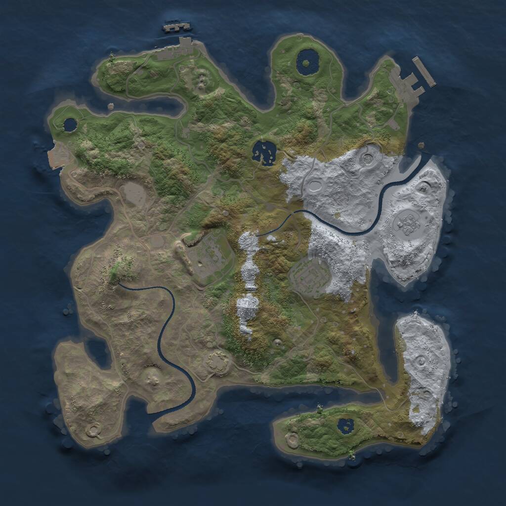 Rust Map: Procedural Map, Size: 3000, Seed: 247636856, 9 Monuments