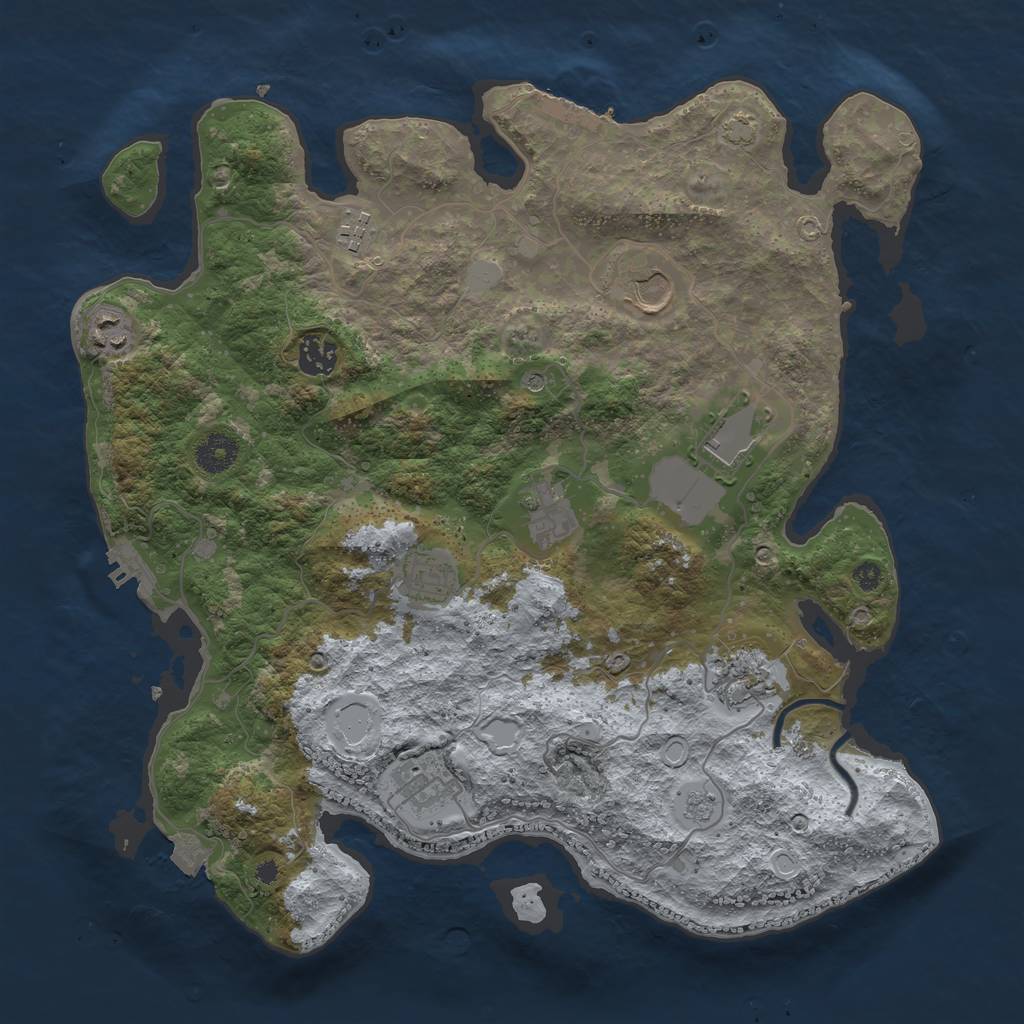Rust Map: Procedural Map, Size: 3750, Seed: 8242, 17 Monuments