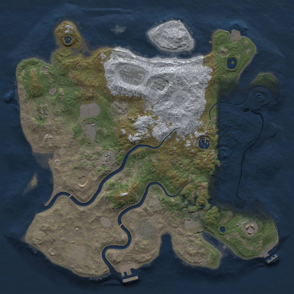 Rust Map: Procedural Map, Size: 3850, Seed: 83791487, 16 Monuments