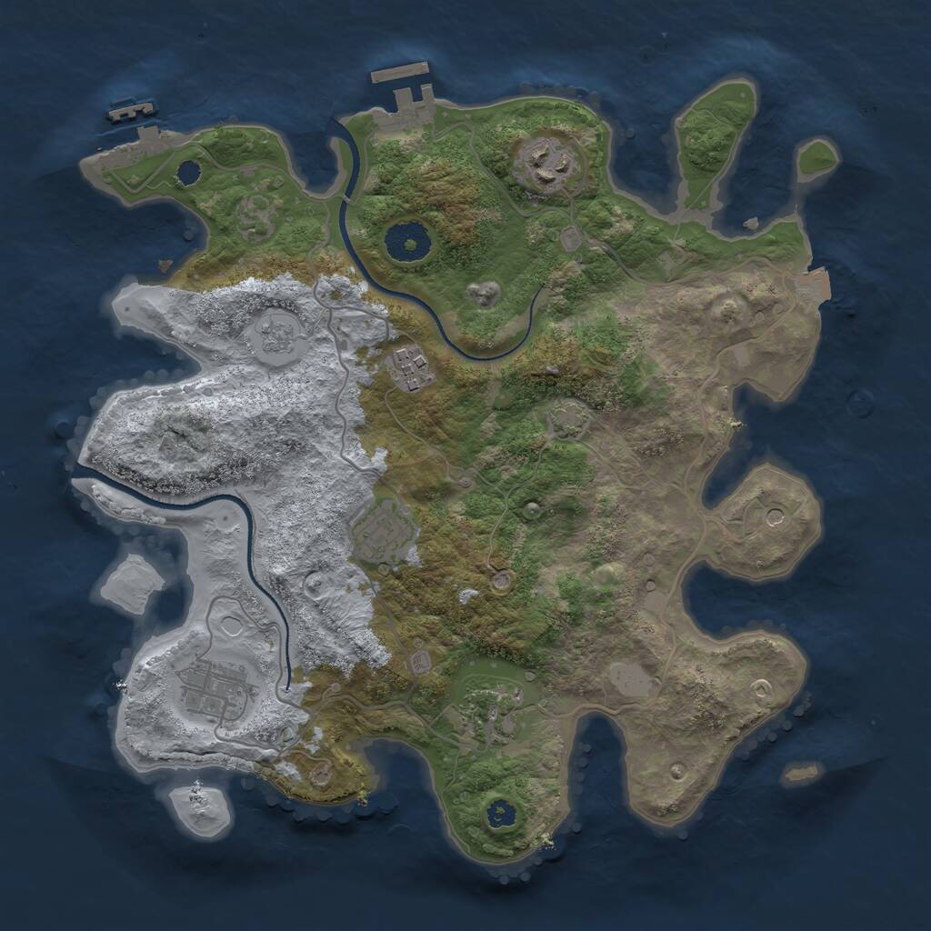 Rust Map: Procedural Map, Size: 3250, Seed: 1070812220, 11 Monuments
