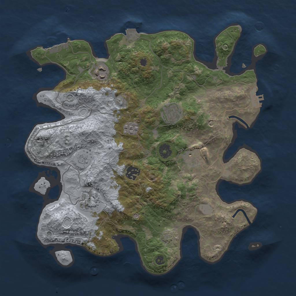 Rust Map: Procedural Map, Size: 3250, Seed: 1070812220, 14 Monuments