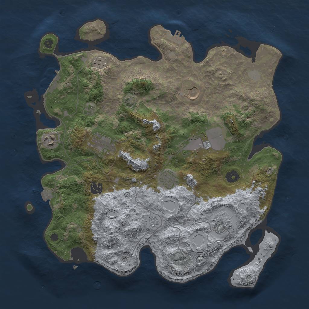 Rust Map: Procedural Map, Size: 3600, Seed: 46217989, 16 Monuments