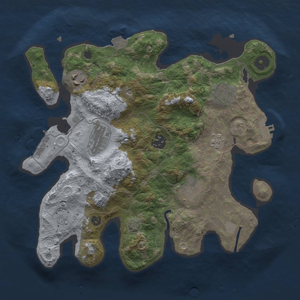 Rust Map: Procedural Map, Size: 3050, Seed: 425562730, 14 Monuments