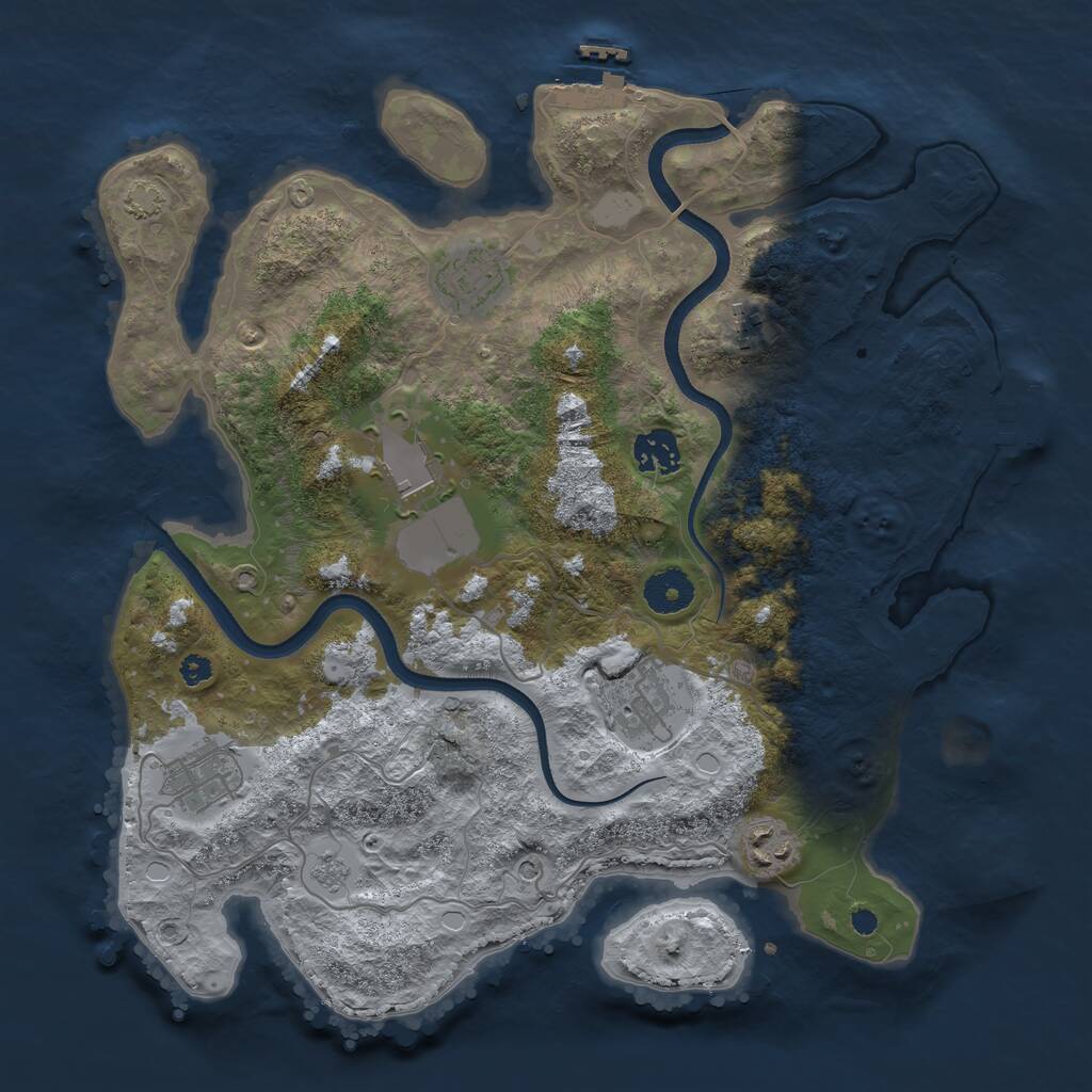 Rust Map: Procedural Map, Size: 3500, Seed: 28145771, 13 Monuments