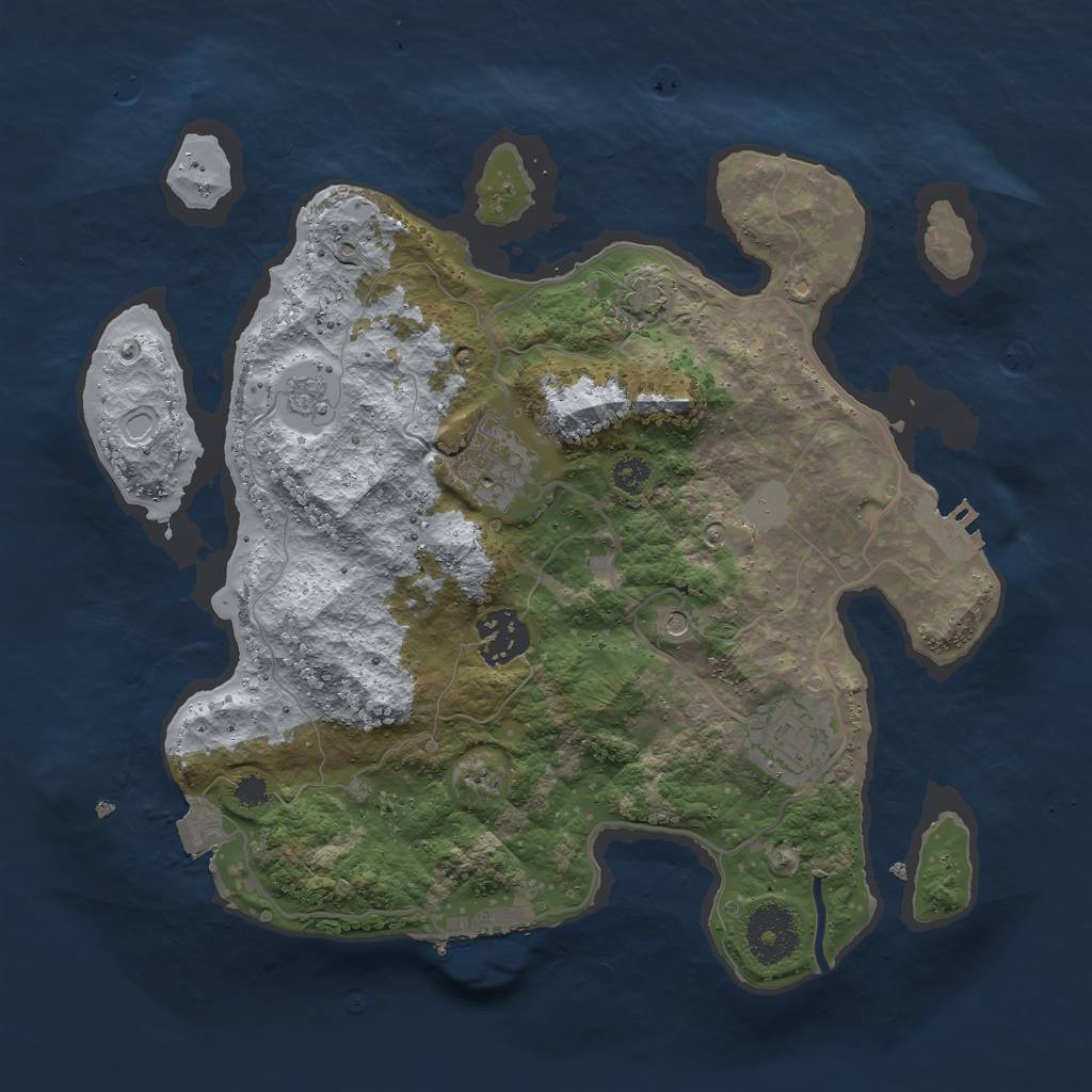 Rust Map: Procedural Map, Size: 3000, Seed: 1235789, 11 Monuments