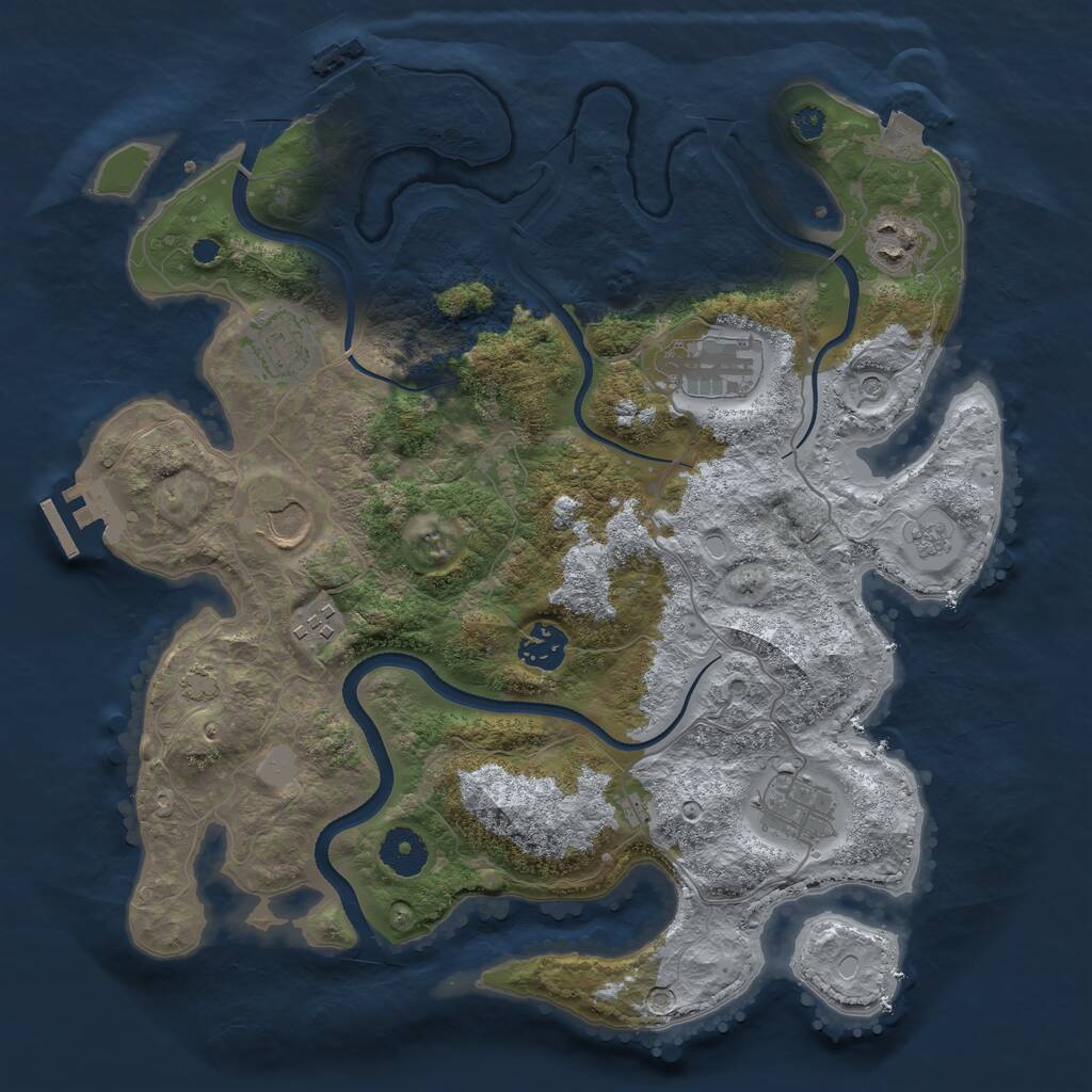 Rust Map: Procedural Map, Size: 3500, Seed: 787426960, 13 Monuments