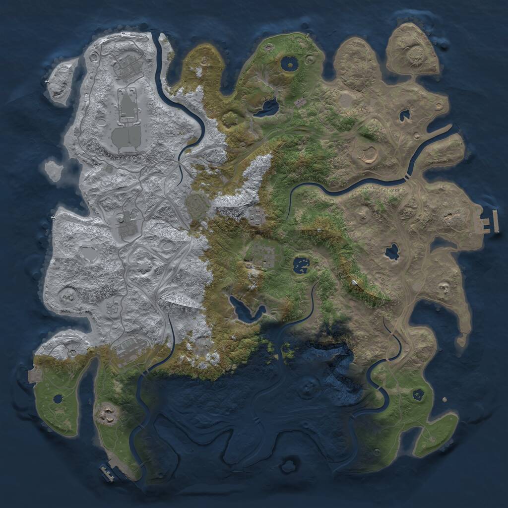 Rust Map: Procedural Map, Size: 4500, Seed: 1431862011, 16 Monuments