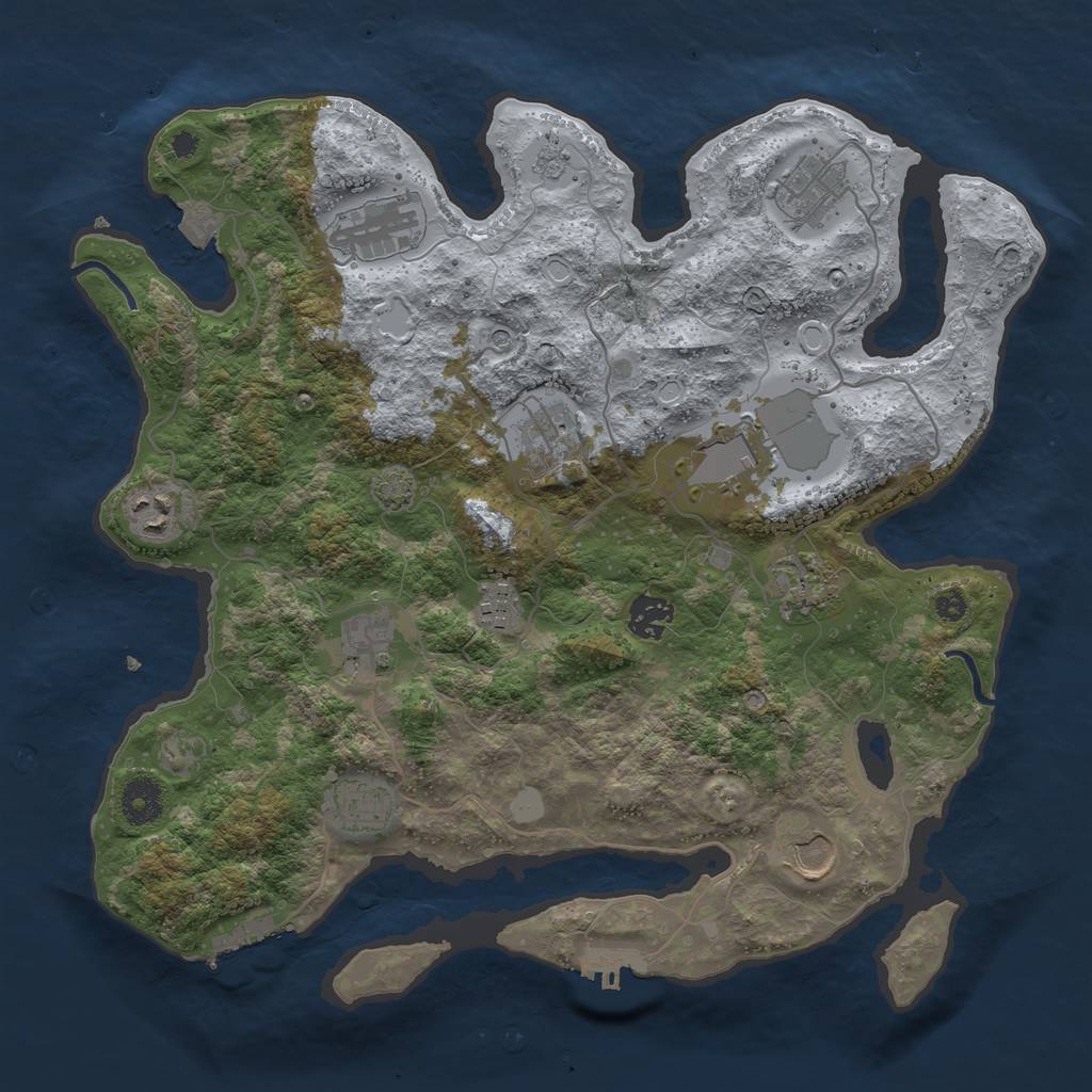 Rust Map: Procedural Map, Size: 3650, Seed: 68092068, 19 Monuments