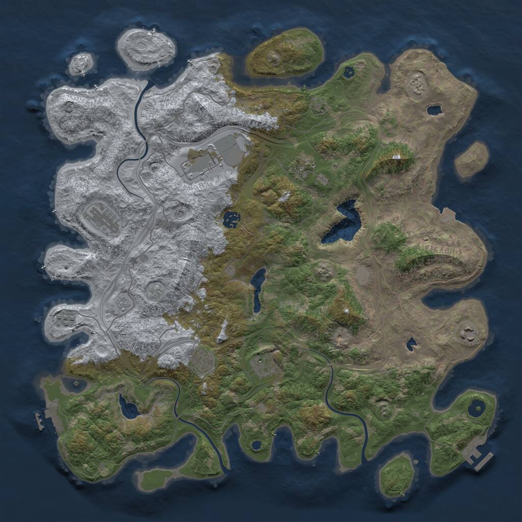 Rust Map: Procedural Map, Size: 4500, Seed: 2061282186, 14 Monuments