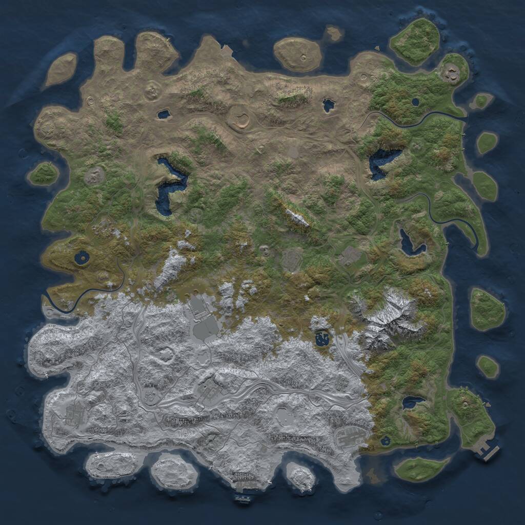 Rust Map: Procedural Map, Size: 5500, Seed: 2132024, 17 Monuments