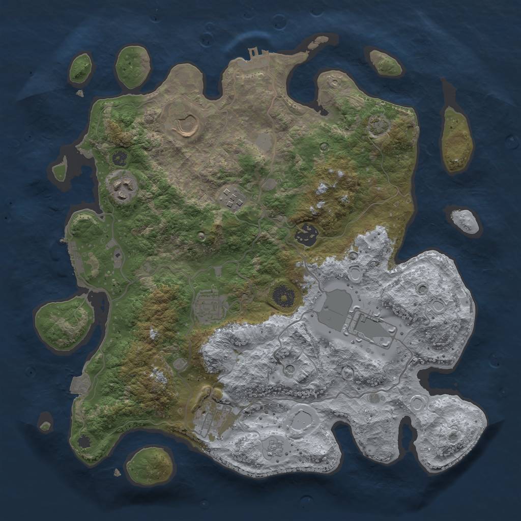 Rust Map: Procedural Map, Size: 3500, Seed: 1496299552, 15 Monuments