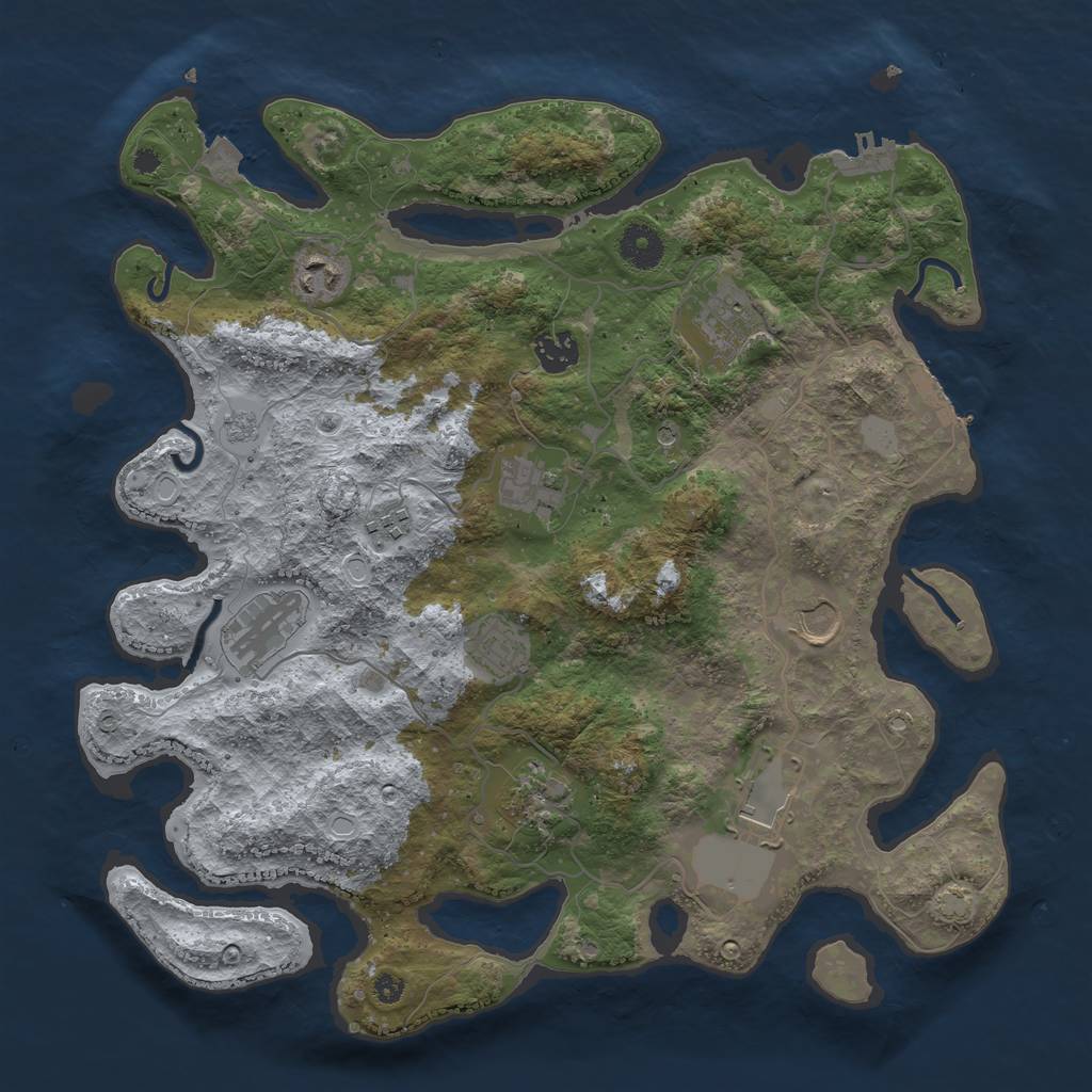 Rust Map: Procedural Map, Size: 3750, Seed: 759383472, 18 Monuments