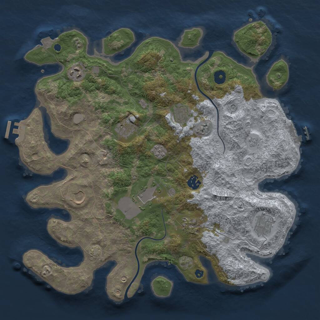 Rust Map: Procedural Map, Size: 3700, Seed: 2262174, 15 Monuments