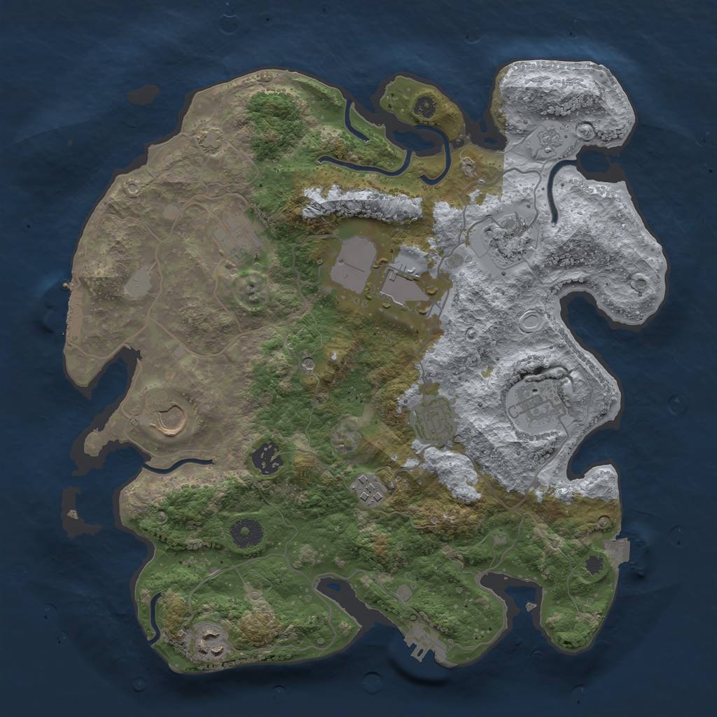 Rust Map: Procedural Map, Size: 3500, Seed: 108625612, 17 Monuments