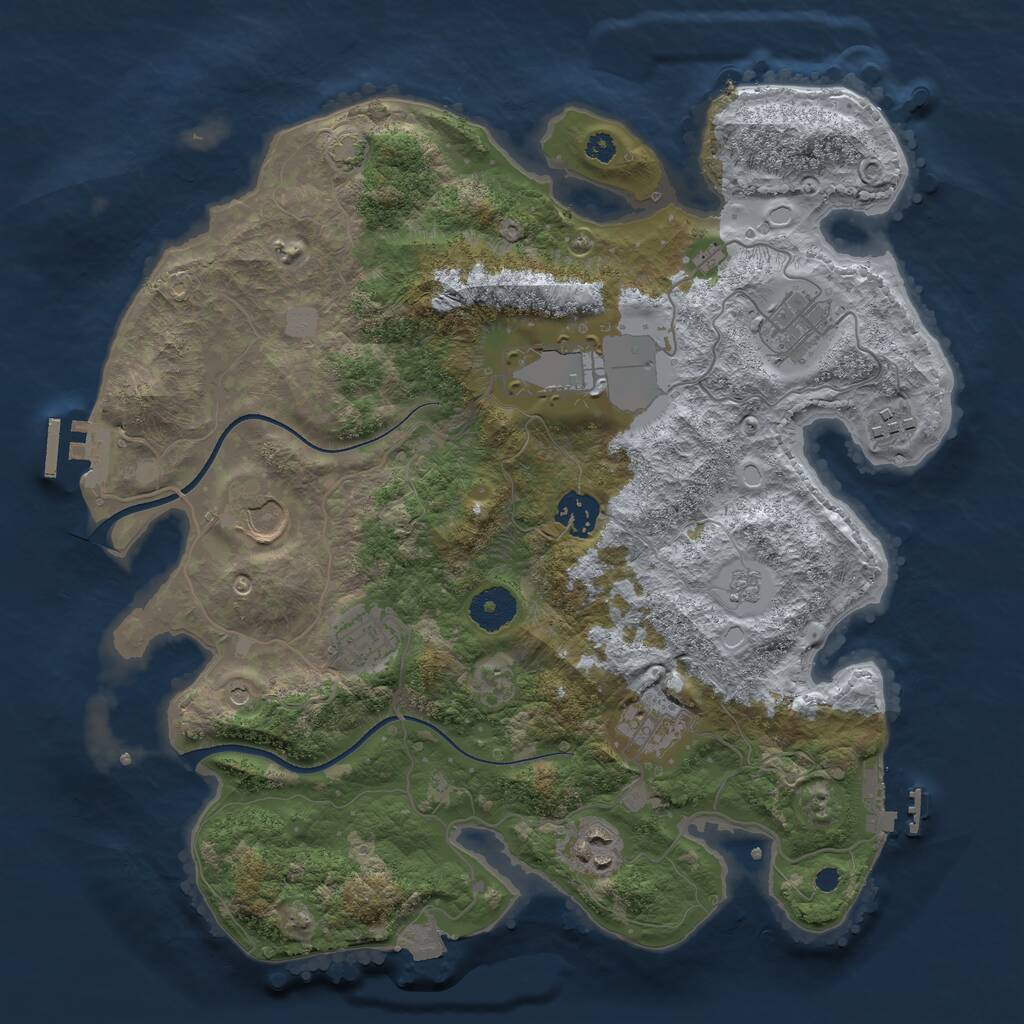 Rust Map: Procedural Map, Size: 3500, Seed: 108625612, 14 Monuments