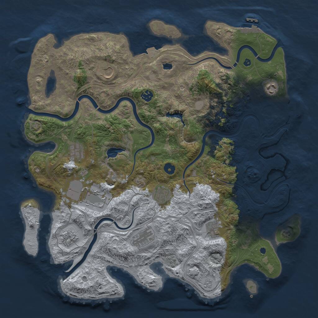Rust Map: Procedural Map, Size: 4250, Seed: 2083169137, 16 Monuments