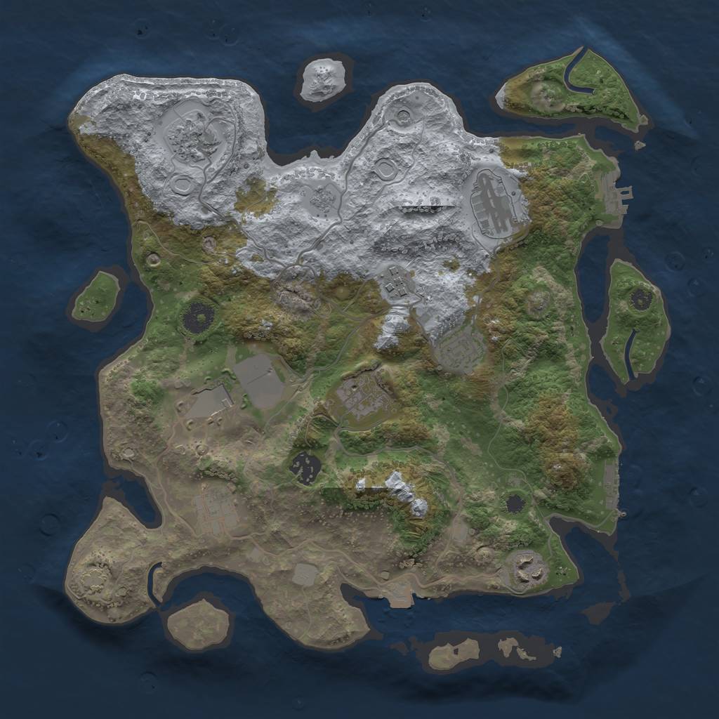 Rust Map: Procedural Map, Size: 3500, Seed: 1100245204, 17 Monuments