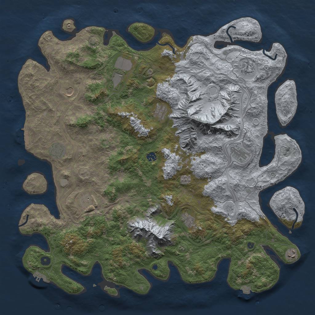 Rust Map: Procedural Map, Size: 5000, Seed: 7654, 19 Monuments