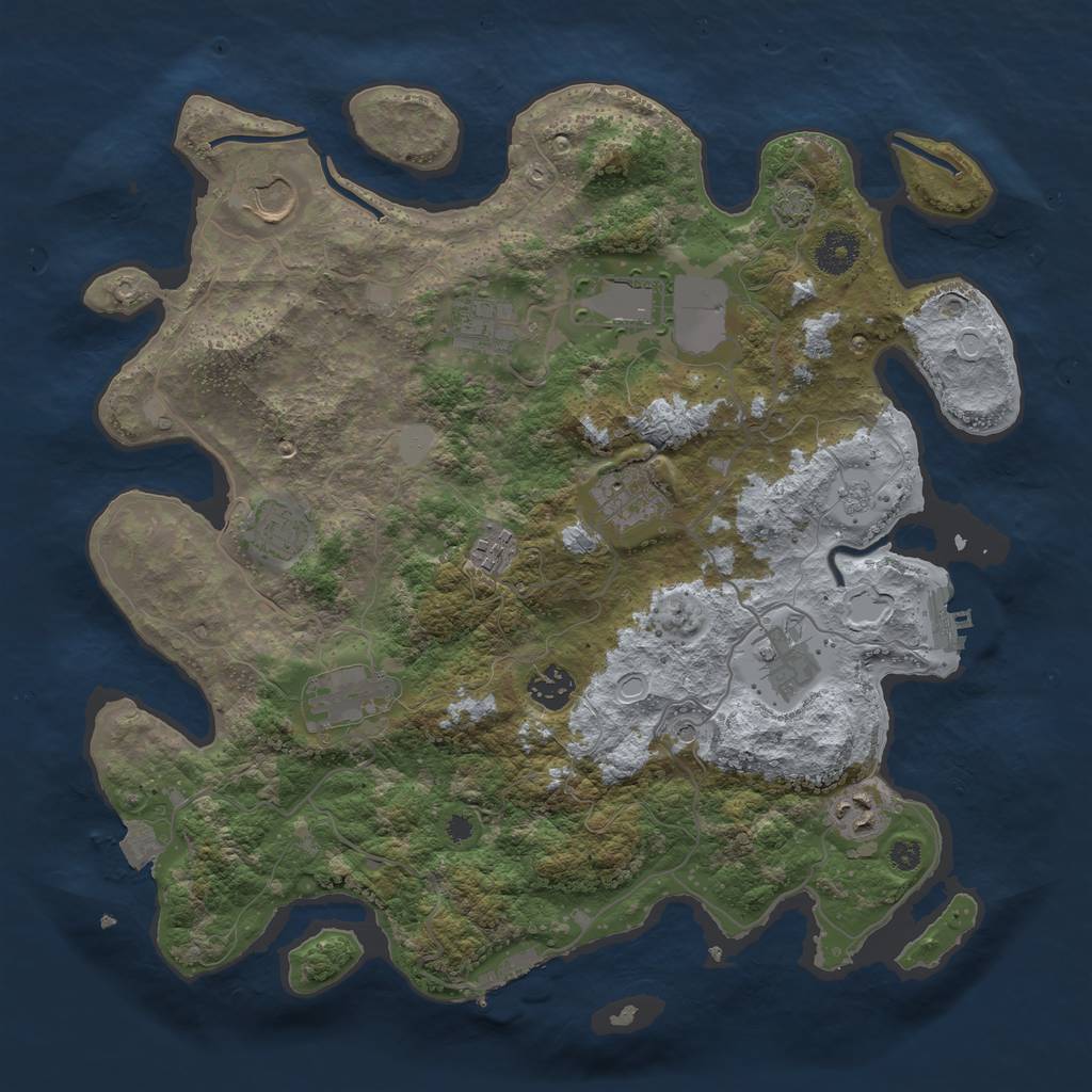 Rust Map: Procedural Map, Size: 3700, Seed: 763405282, 18 Monuments