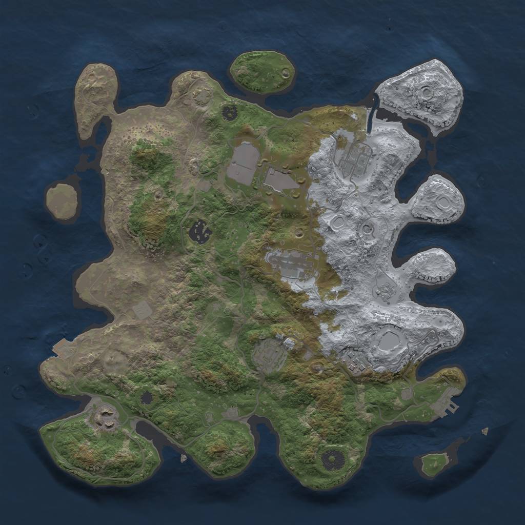 Rust Map: Procedural Map, Size: 3500, Seed: 998091, 14 Monuments