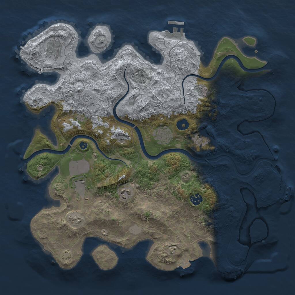 Rust Map: Procedural Map, Size: 3750, Seed: 22688445, 13 Monuments