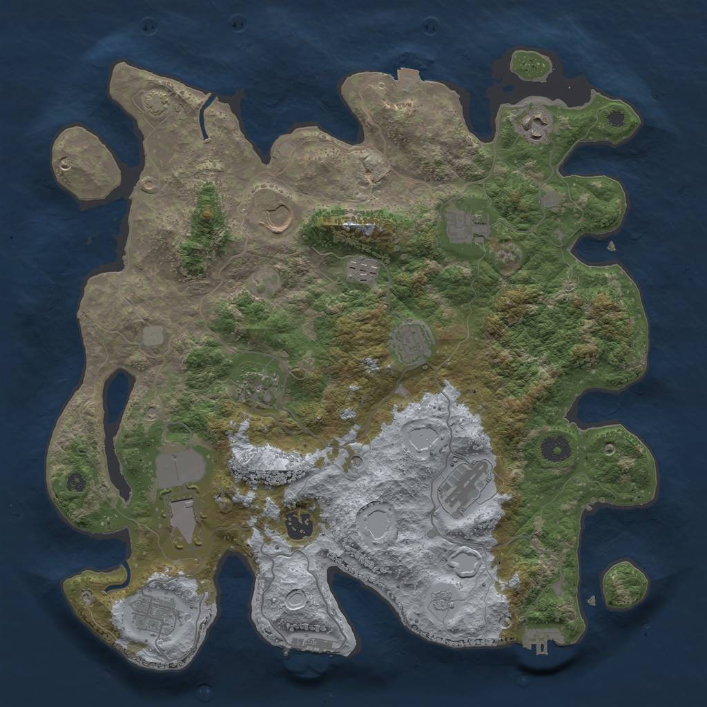 Rust Map: Procedural Map, Size: 3750, Seed: 933926, 18 Monuments