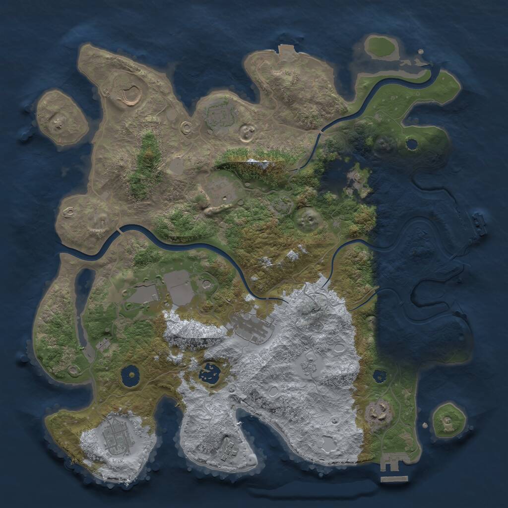 Rust Map: Procedural Map, Size: 3750, Seed: 933926, 16 Monuments