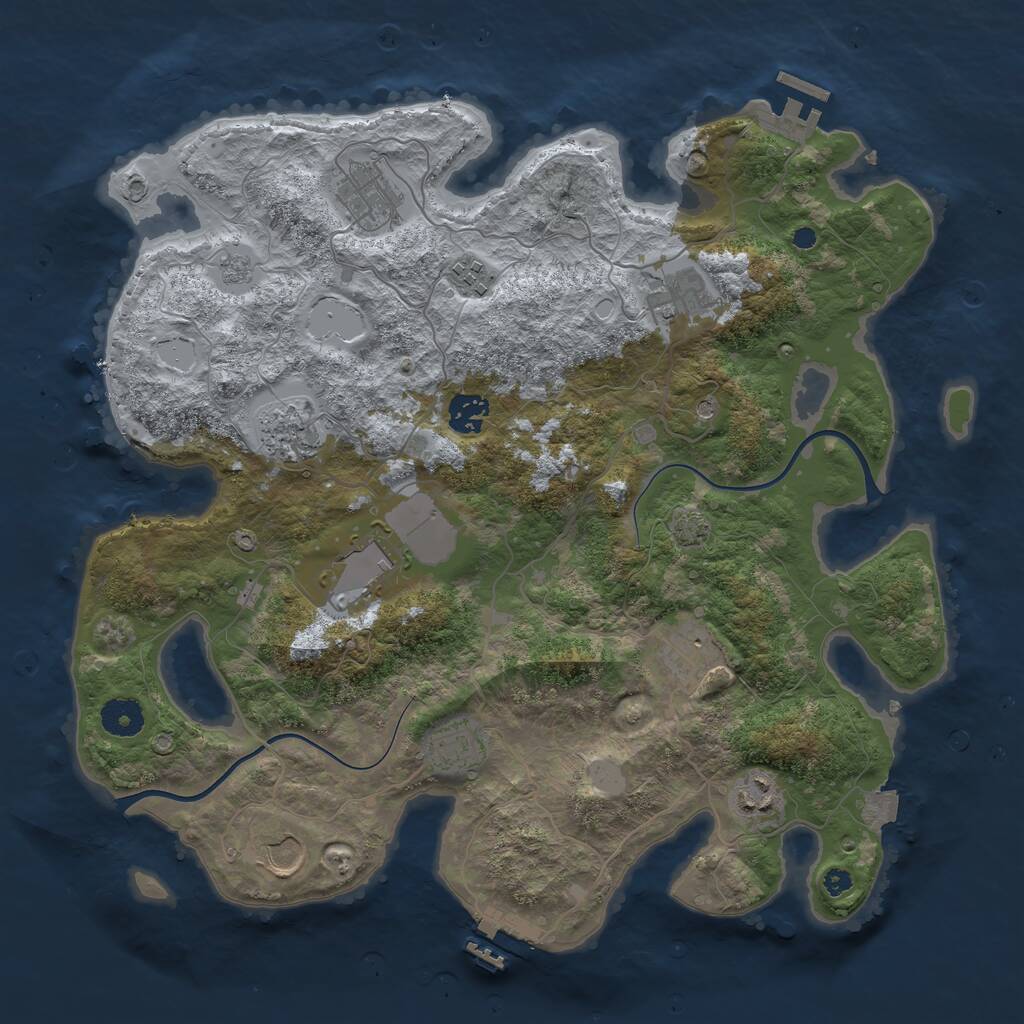 Rust Map: Procedural Map, Size: 3750, Seed: 2933859, 16 Monuments