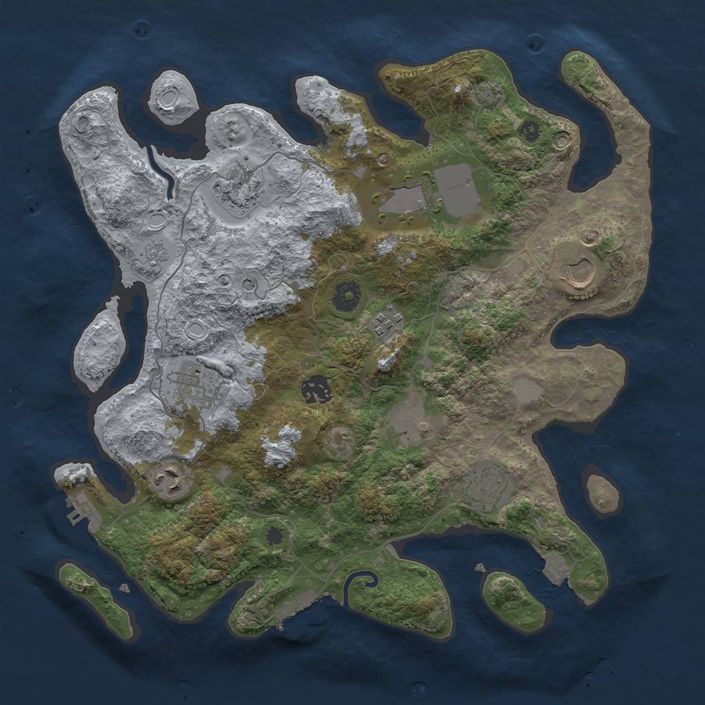 Rust Map: Procedural Map, Size: 3500, Seed: 4964376, 17 Monuments